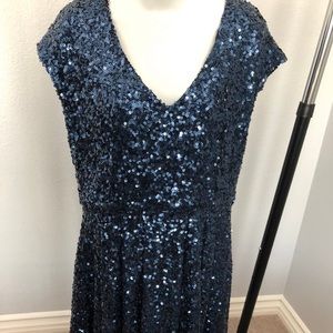 Womens French Connection Formal Navy Blue Sequence Dress